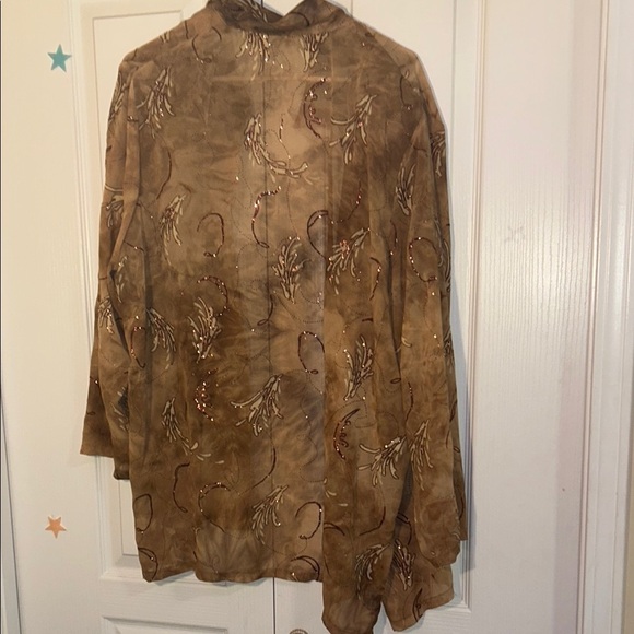 Elegant Brown Glitter Sheer Women's Jacket and Tank Top Set whimsigoth - Picture 9 of 9